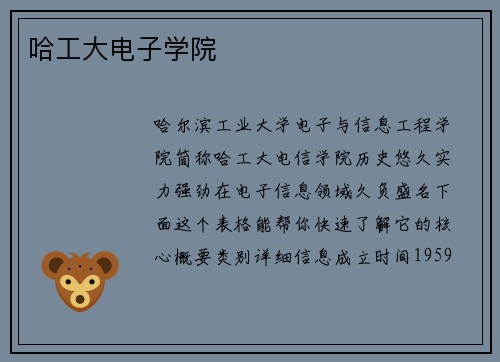 哈工大电子学院